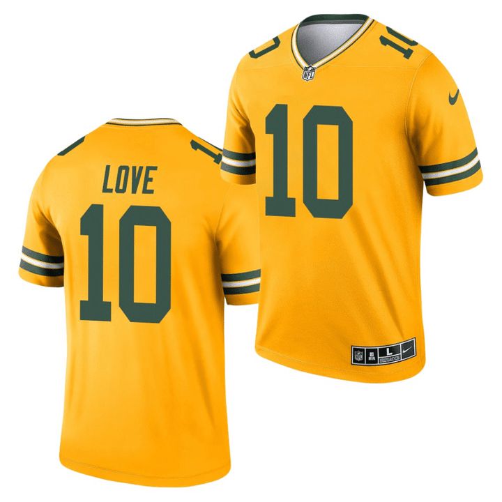 Men Green Bay Packers #10 Jordan Love Nike Yellow Inverted Legend NFL Jersey->green bay packers->NFL Jersey